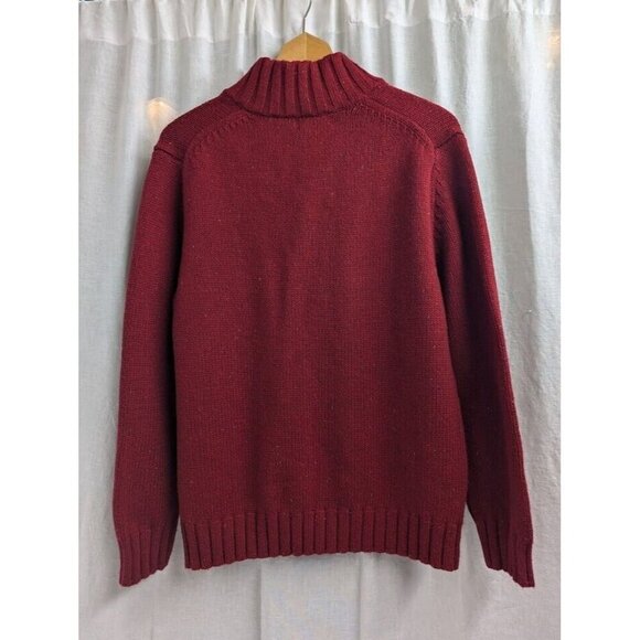 Nautica Mens Large collared 4 button sweater red speckled wool blend warm SW7 - Picture 4 of 8